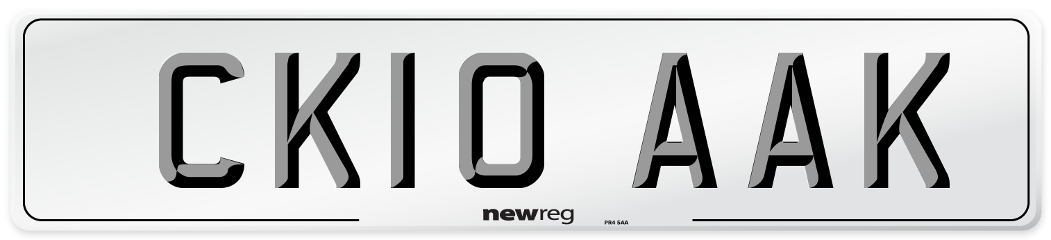 CK10 AAK Number Plate from New Reg